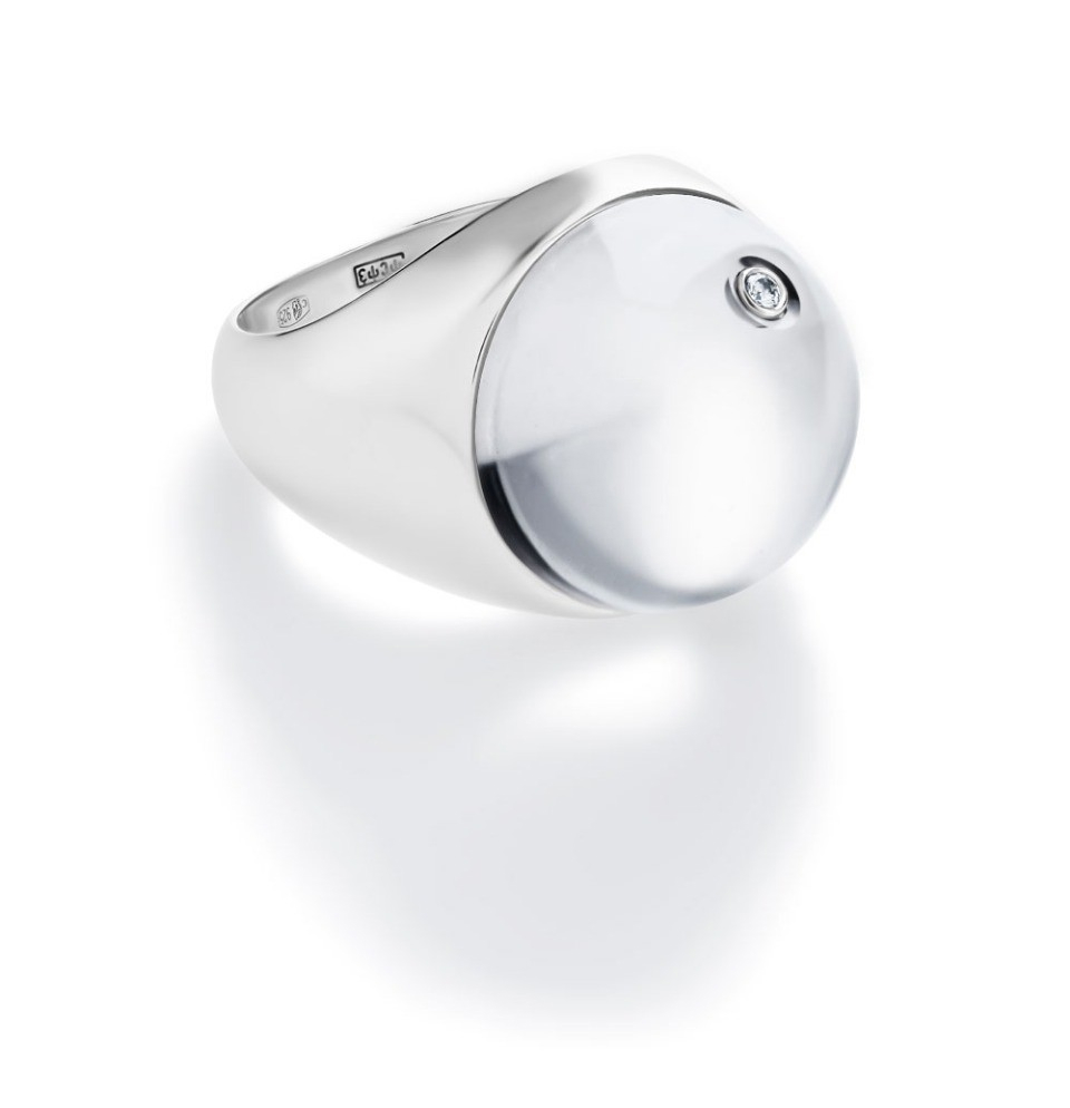 Alma ring with rock crystal and diamond